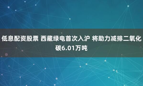 低息配资股票 西藏绿电首次入沪 将助力减排二氧化碳6.01万吨